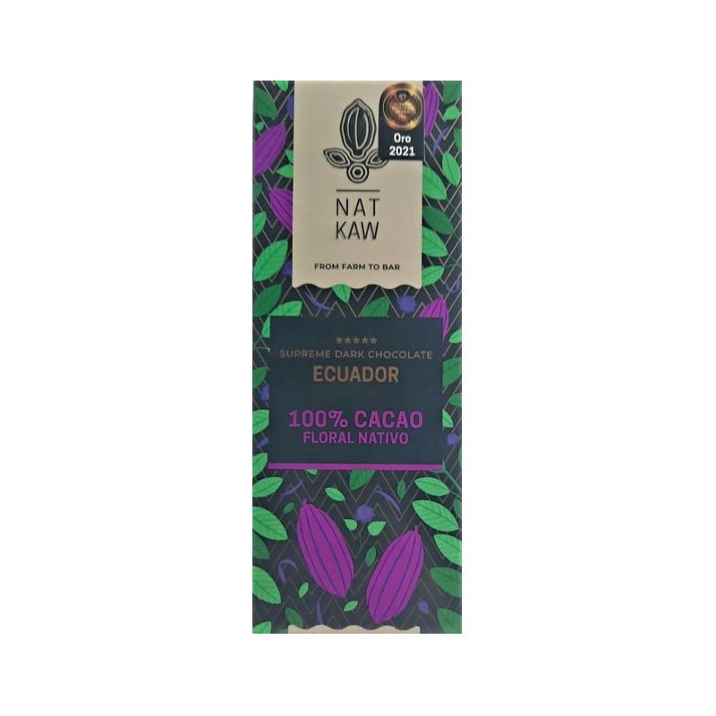 Barra de Chocolate Orgánico 100% Nat kaw 50grs