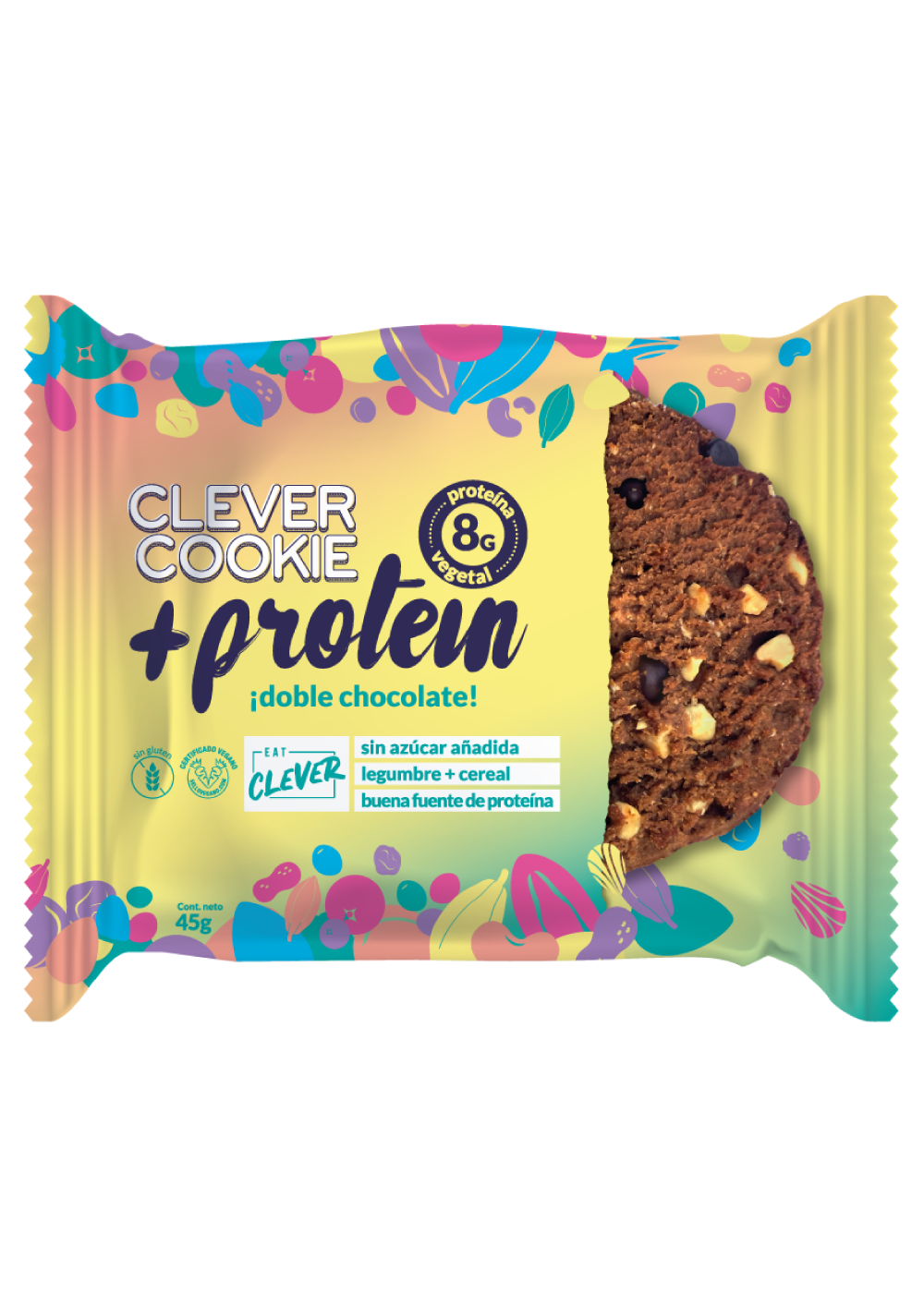 Galletón Clever Cookie +Protein Doble Chocolate Eat Clever 45g
