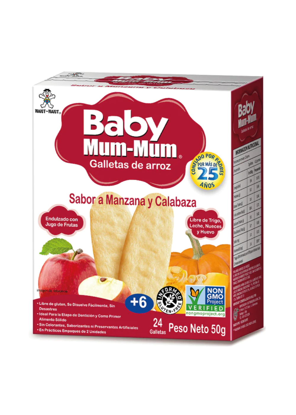 Galletas de Arroz Sabor Manzana y Calabaza Baby Mum-Mum 50gr