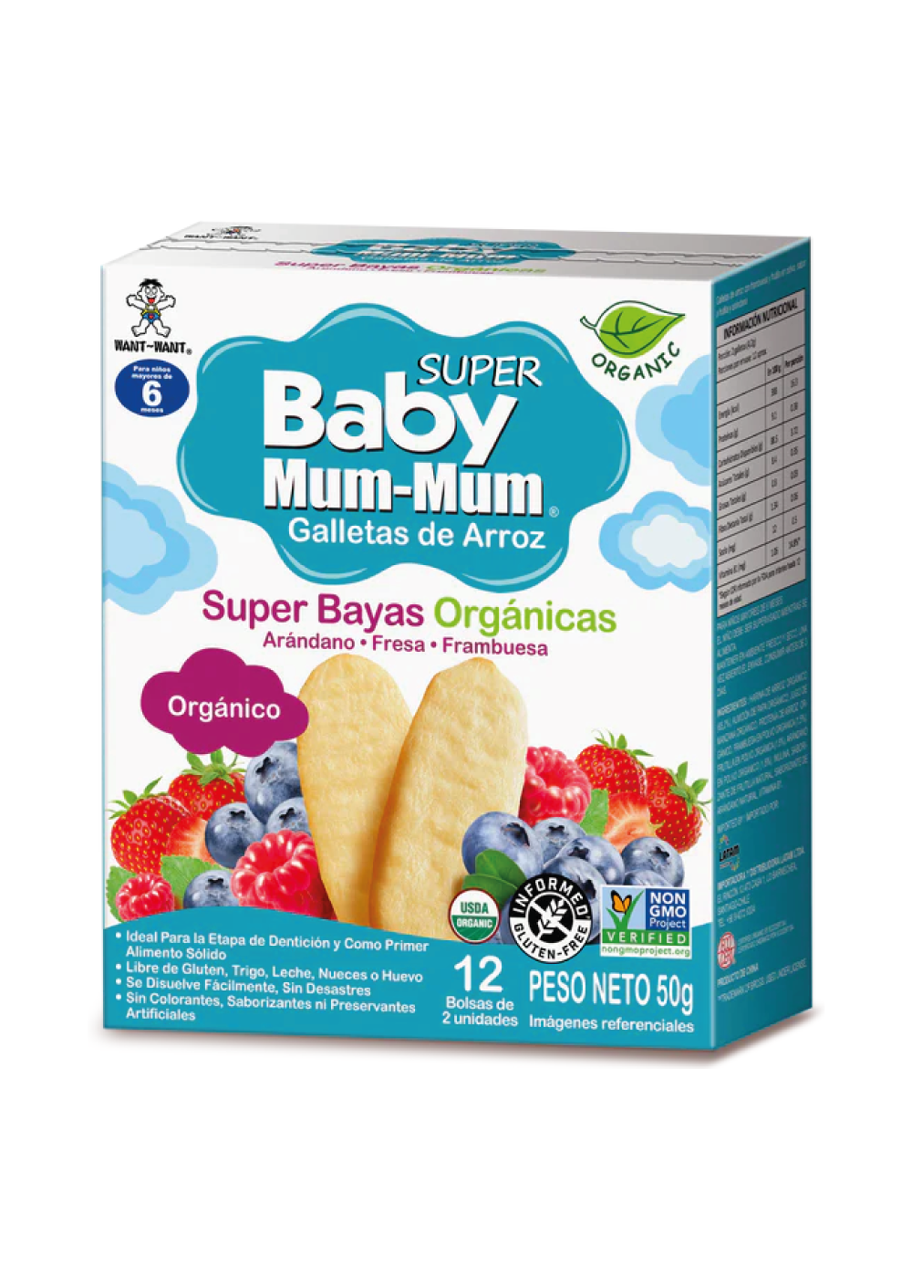 Galletas de Arroz Sabor Súper Berries Baby Mum-Mum 50gr