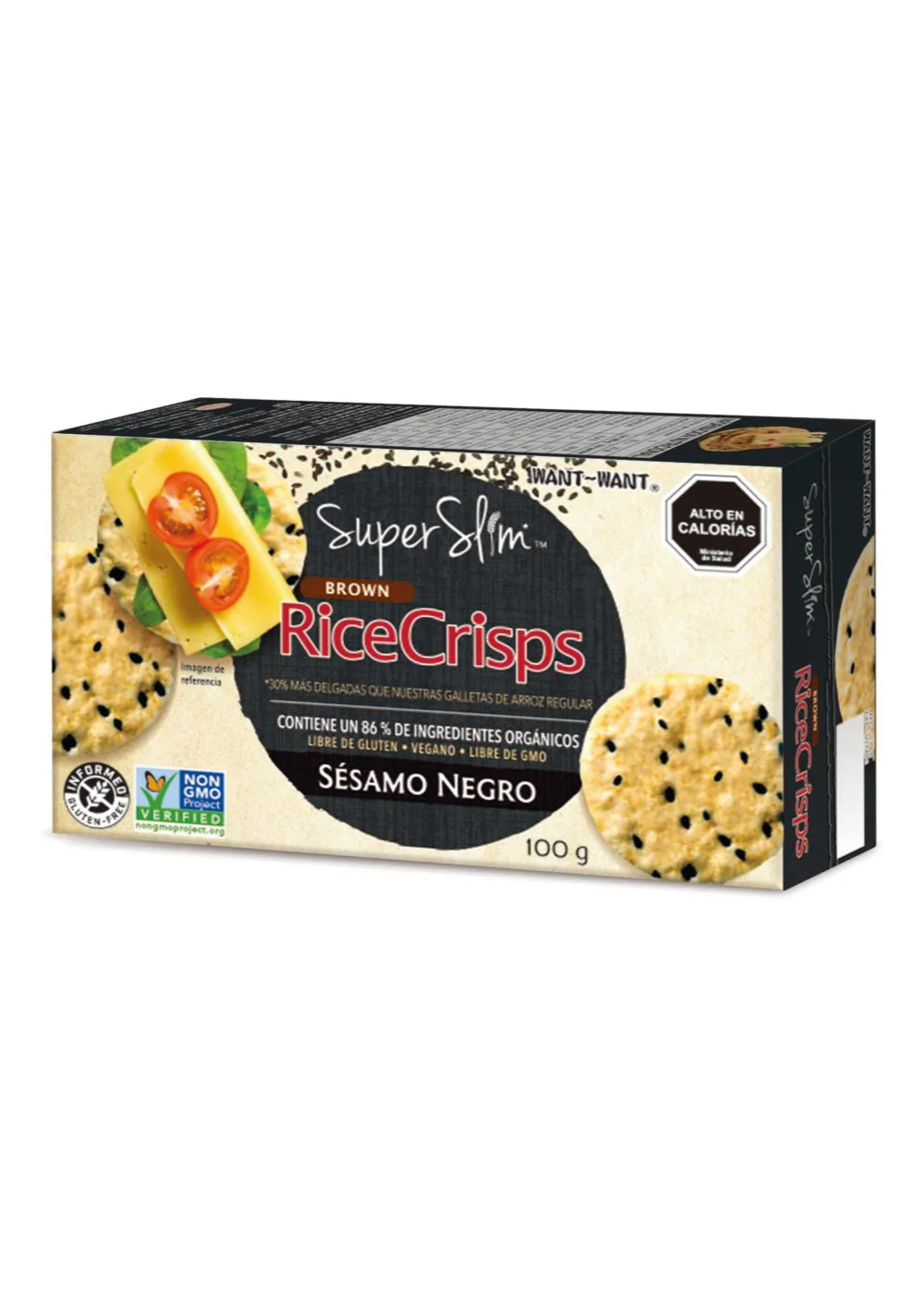 Galletas de Arroz Rice Crisps Super Slim Sésamo Negro Want-Want 100gr