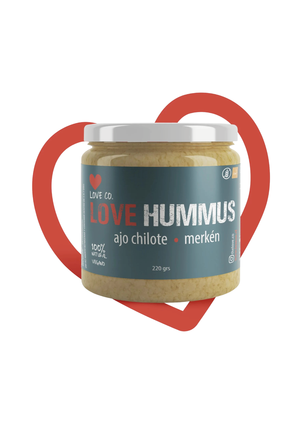 Love Hummus Sabor Ajo Chilote y Merkén Love Co. 220grs