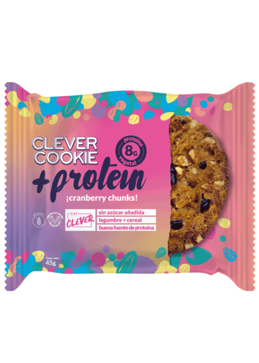 Galletón Clever Cookie +Protein Cranberry Chuncks Eat Clever 45g