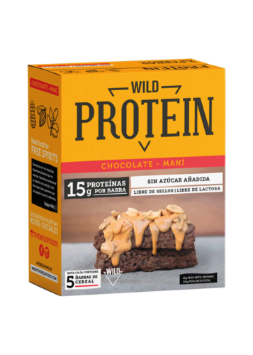 Barritas Wild Protein Chocolate Maní 45 gr (Caja 5 Unidades)