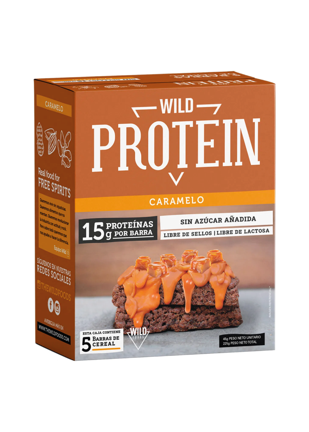 Barritas Wild Protein Caramelo 45 gr (Caja 5 Unidades)