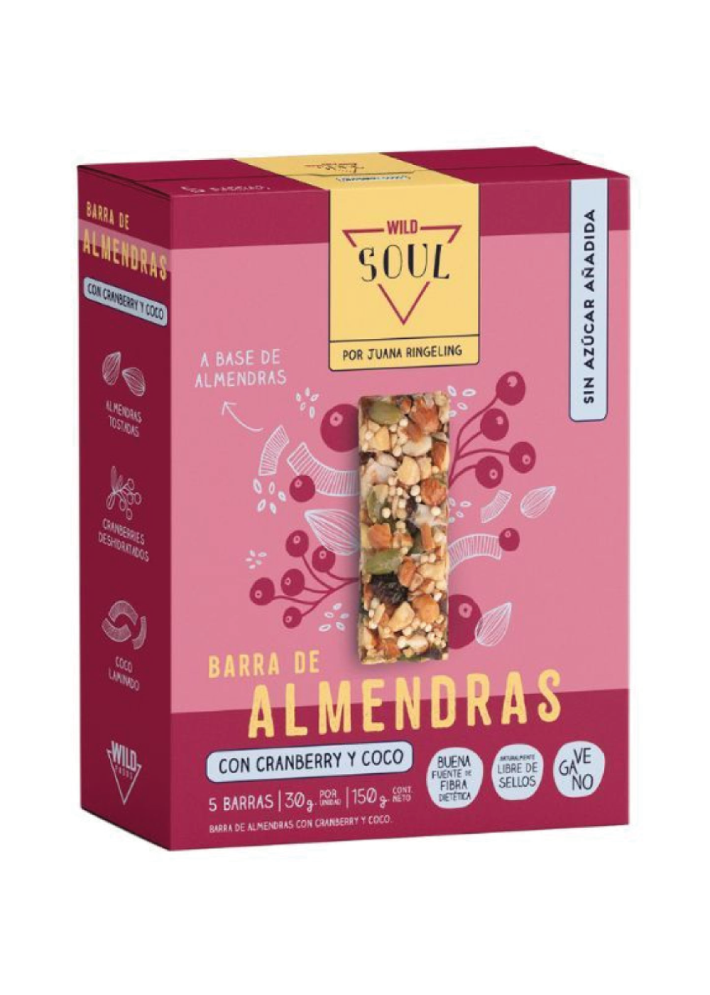 Barritas Wild Soul Almendras con Cranberry y Coco 30 gr (Caja 5 Unidades)